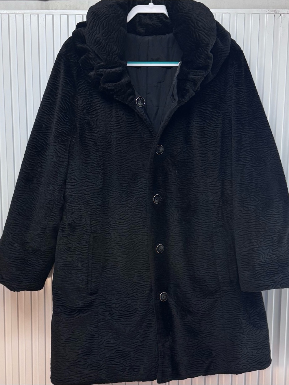 Dennis Bassi Black Faux Fur Reversible raincoat  Button-Up Coat black XL